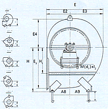 玻璃鋼離心風(fēng)機(jī)安裝尺寸圖